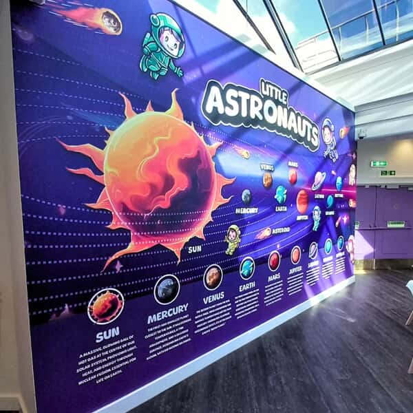 An image of the outer space little astronauts wall mural.